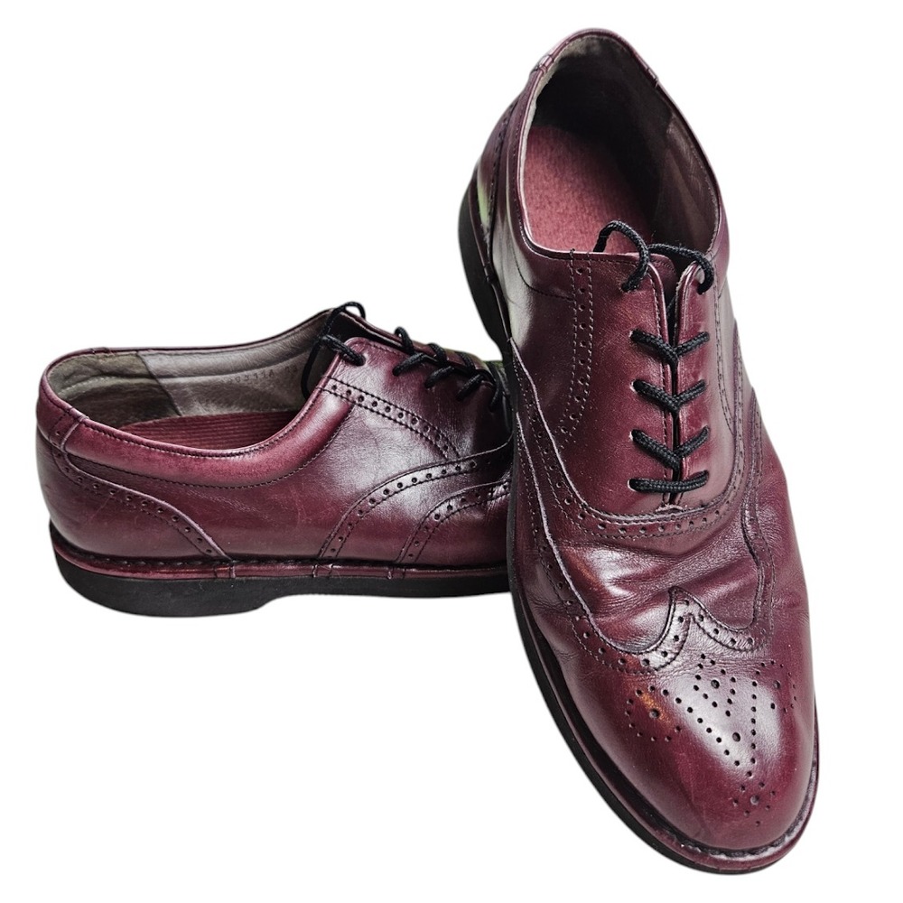 Rockport Dressports Leather Oxford Loafers Mens‎ 9 M Burgundy Red Vibram Soles